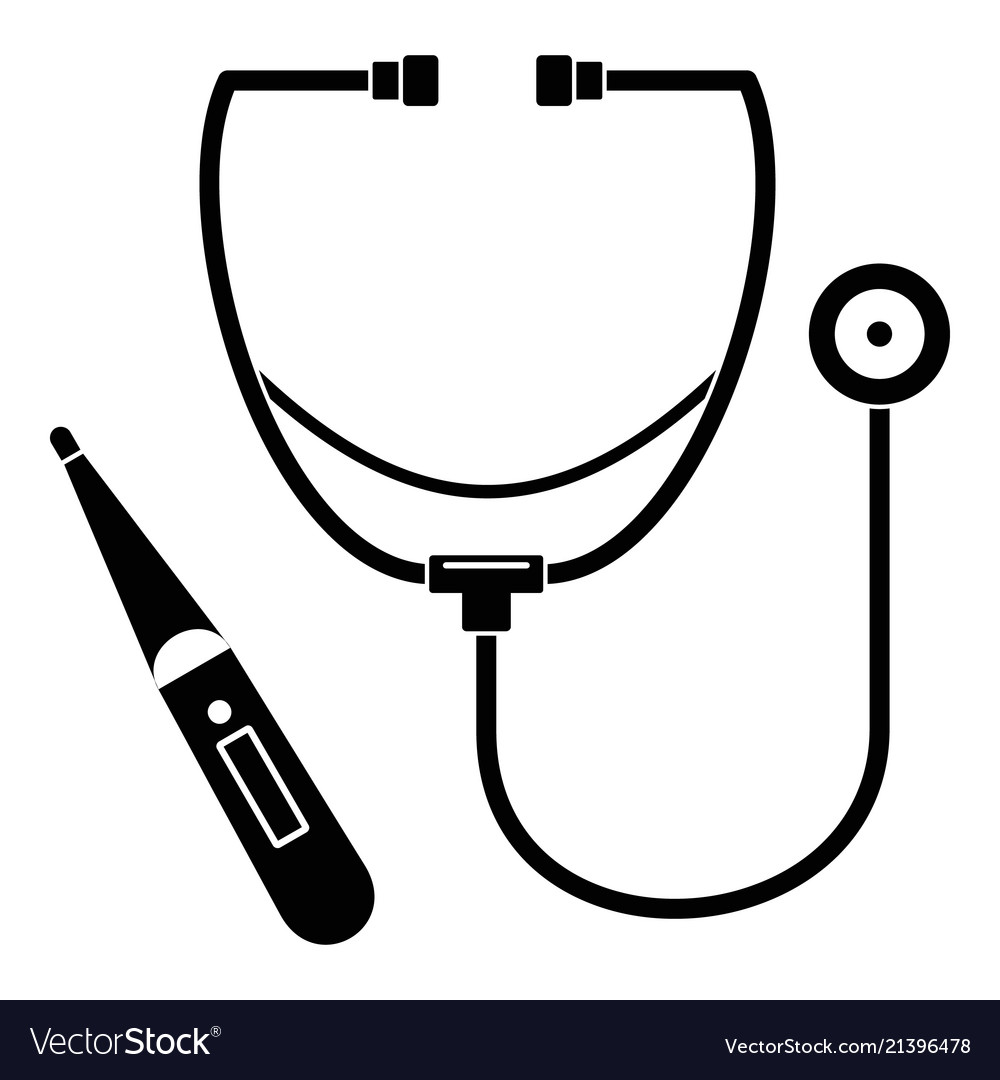 Stethoscope thermometer icon simple style