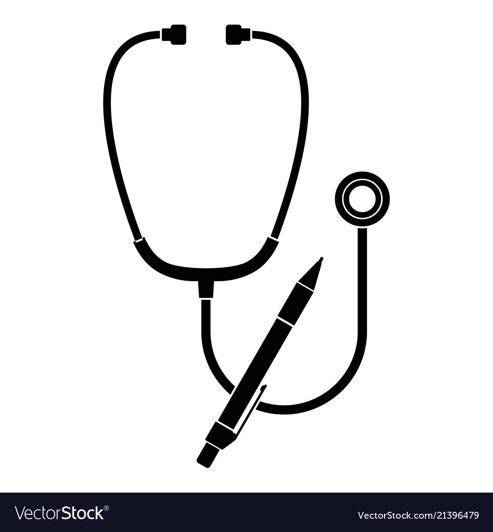Stethoscope pen icon simple style