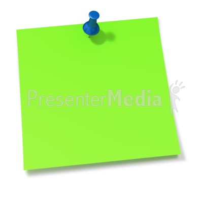 Thumbtack In Green Sticky Note