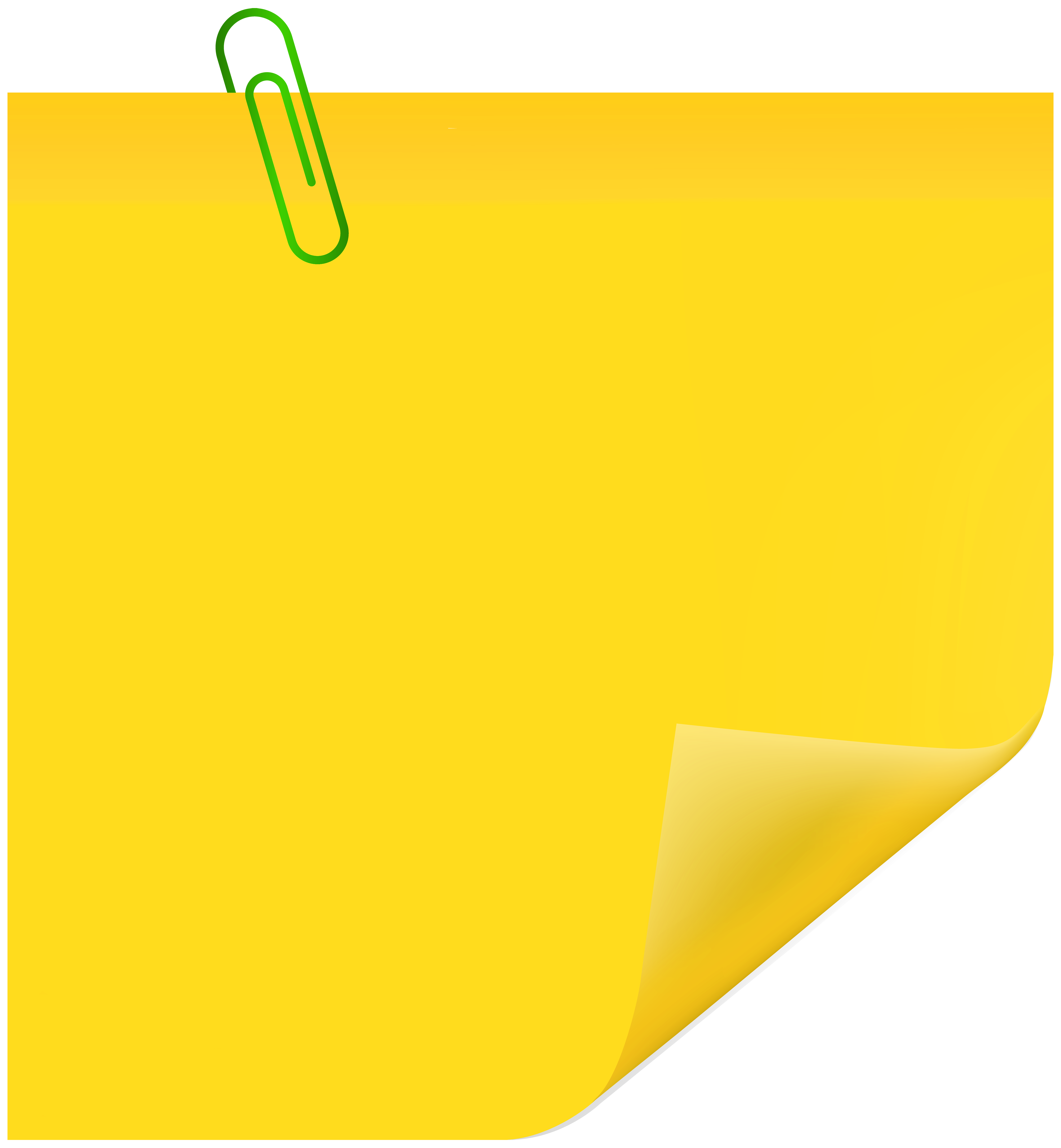 Yellow Sticky Note with Paperclip PNG Clip Art