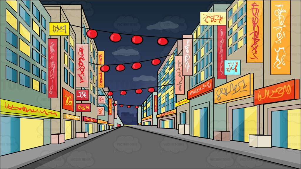 A street in Chinatown at night background