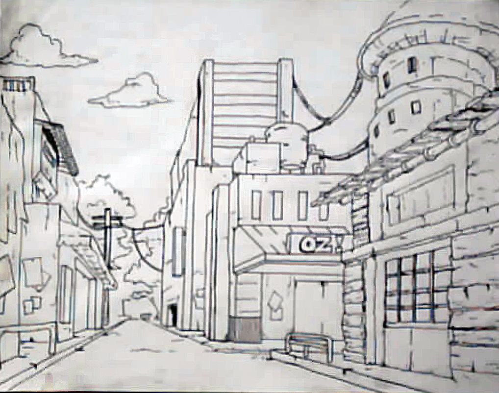 Drawn Street one point perspective
