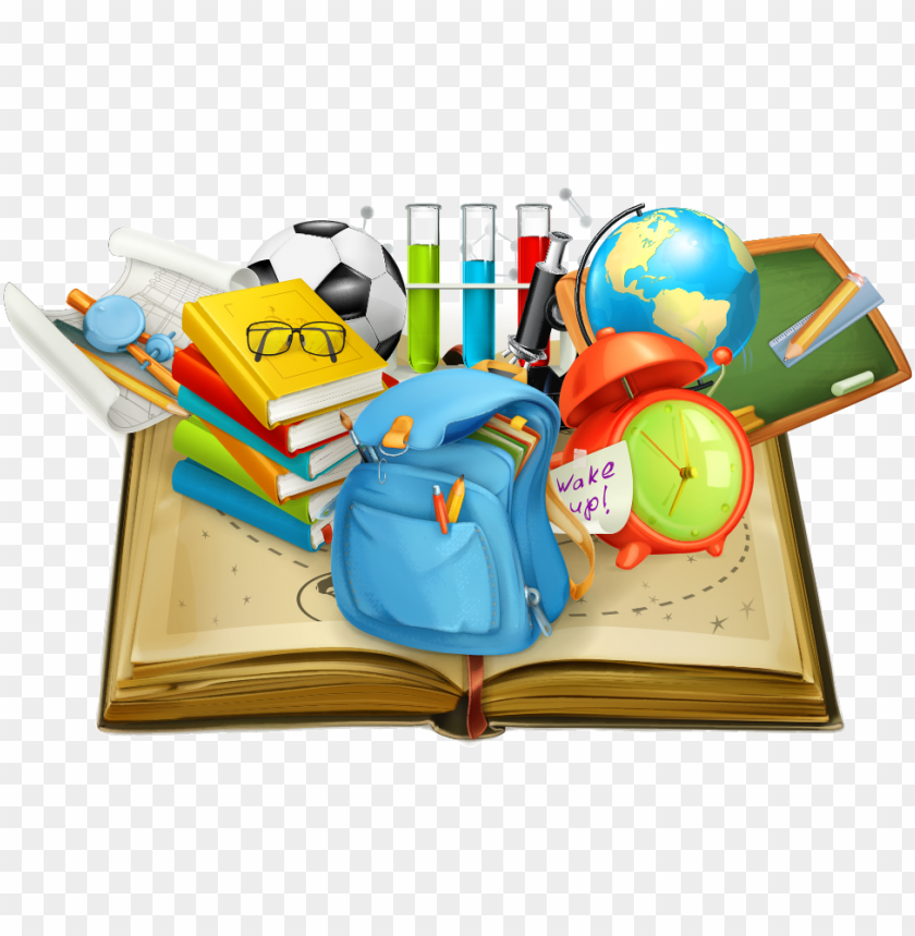 School vector books student in supplies education clipart