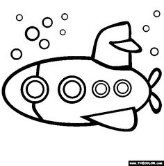 Submarine coloring page.
