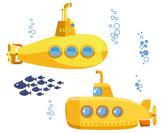 Yellow submarine, Cute, Cartoon, Silhouette,SVG,Graphics