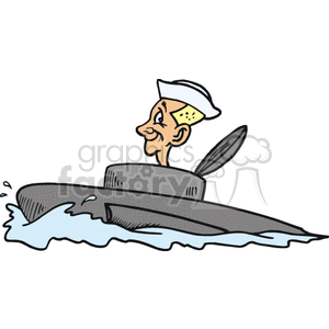 Cartoon navy submarine.