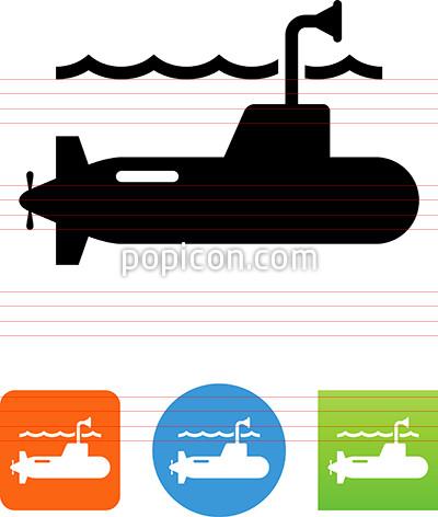 Submarine With Periscope Up Icon