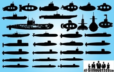Free Submarine Ship Pack Silhouettes Clipart and Vector