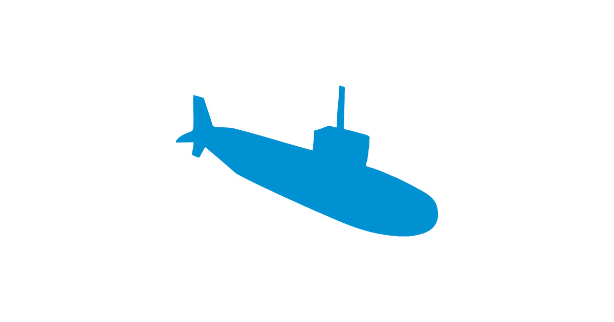 Blue submarine silhouette.