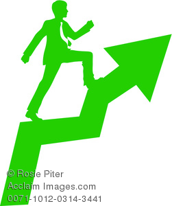 Clipart Image of Salesman Or Business Person Moving Up In