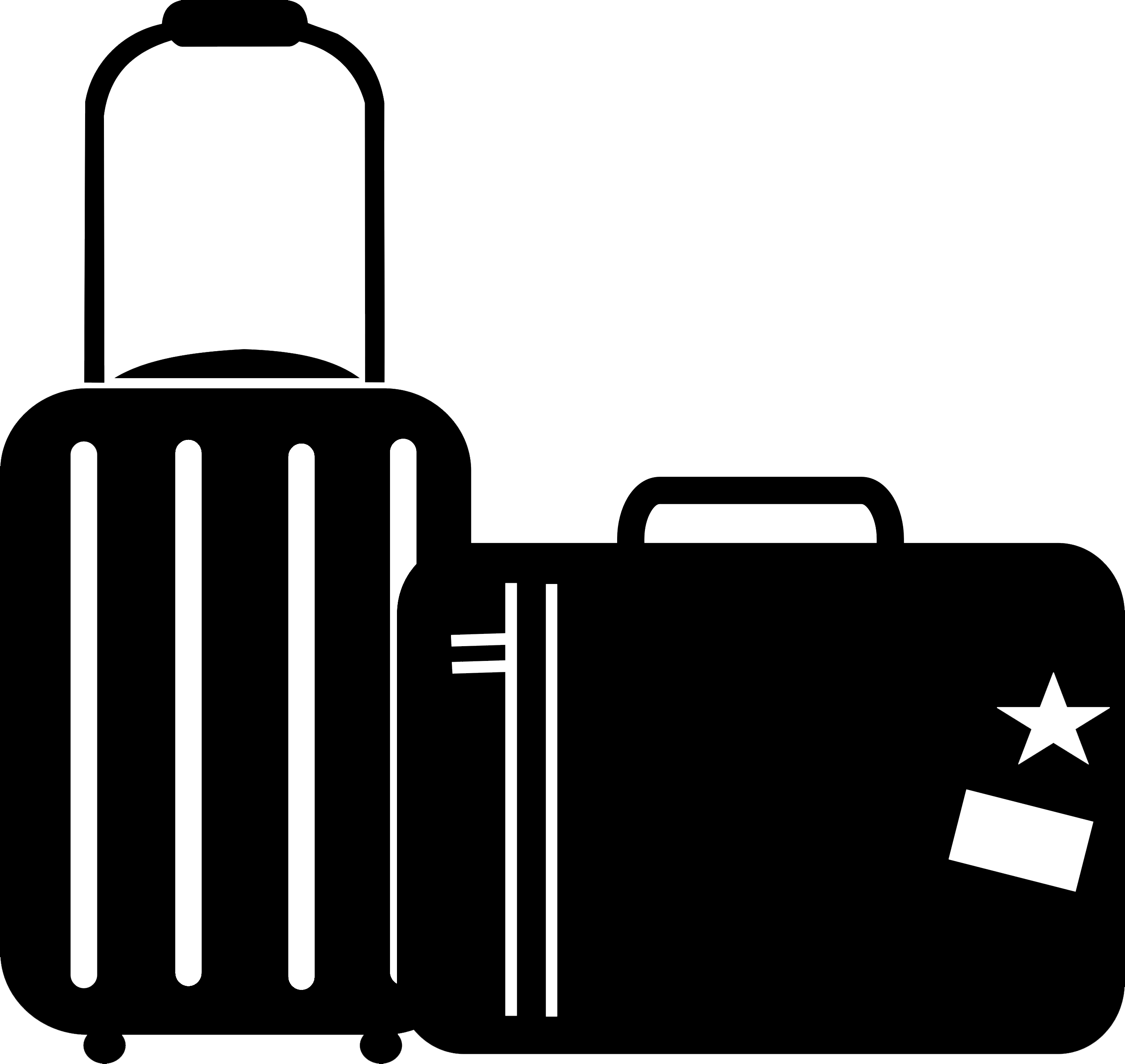 Luggage clipart black and white, Luggage black and white