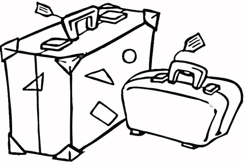 Suitcase to Travel coloring page