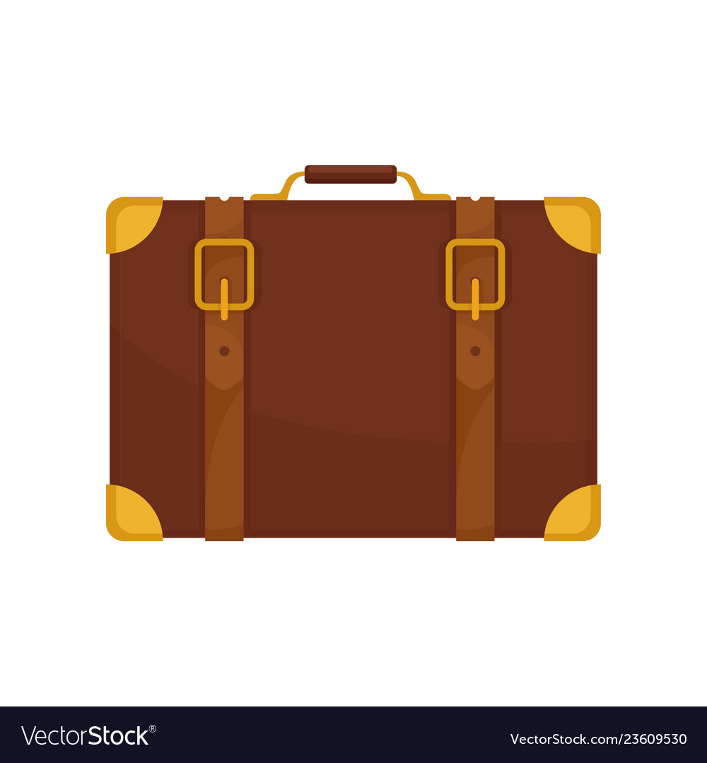 Old brown traveler suitcase vintage leather bag