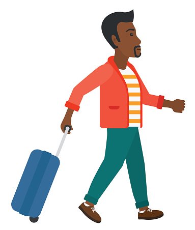 Man walking with suitcase Clipart Image