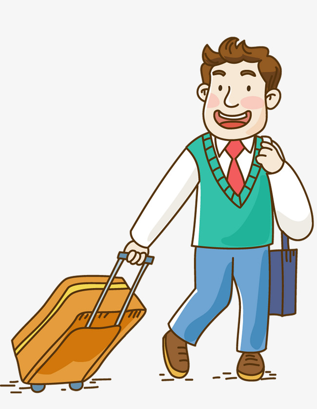 Person with suitcase clipart