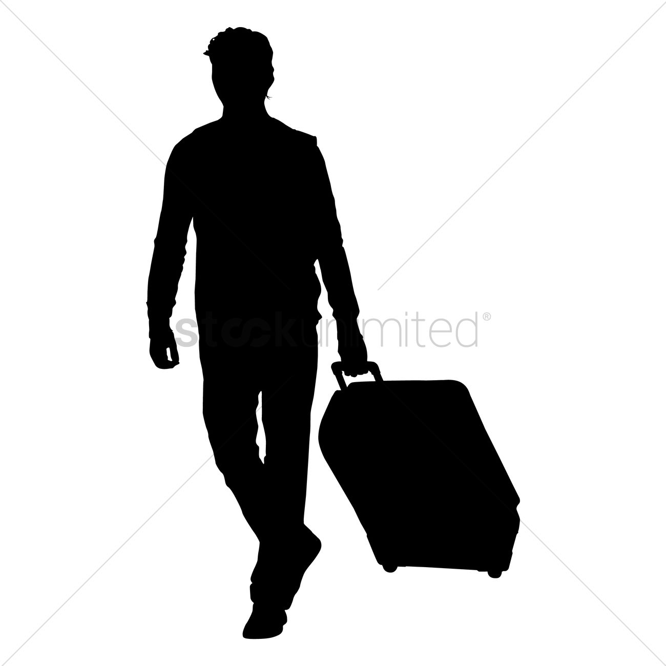 Silhouette of a man with suitcase Vector Image