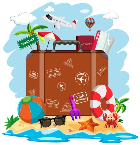 Suitcase summer beach.