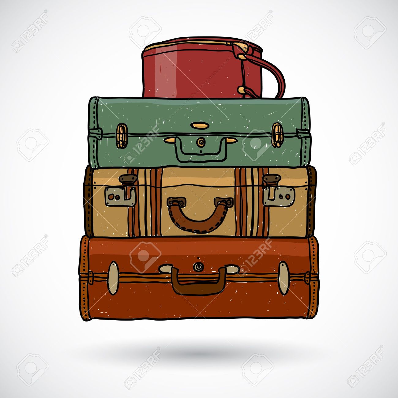 Vintage suitcases clipart
