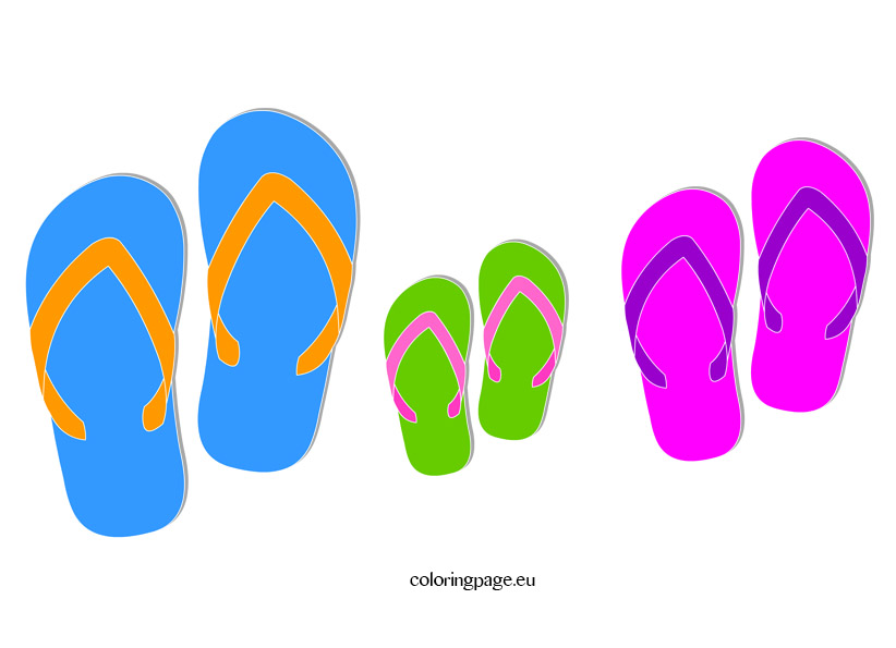Summer flip flop clipart coloring page