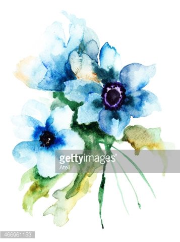 Summer Blue Flowers premium clipart