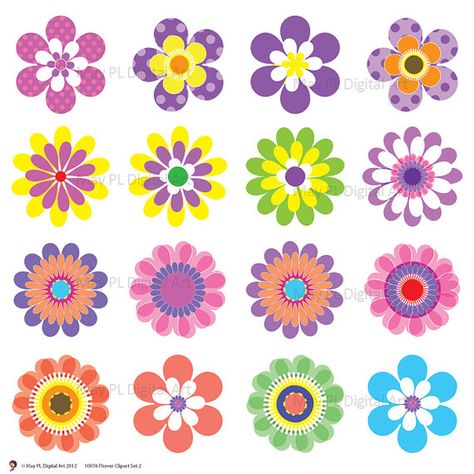 Digital Spring Flowers Clipart Clip Art Floral Scrapbooking