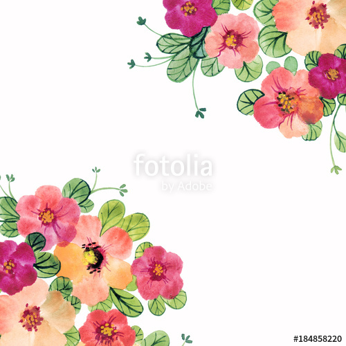 Cute watercolor flower frame