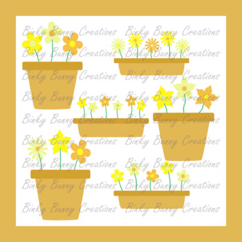 Flowers Plant Pots Clip Art Yellow Clipart Spring Summer Garden