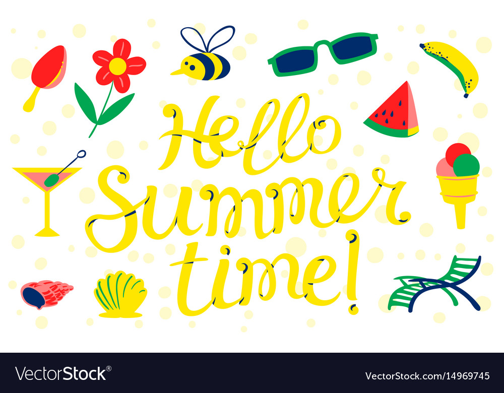 Hello summer time lettering beach banner