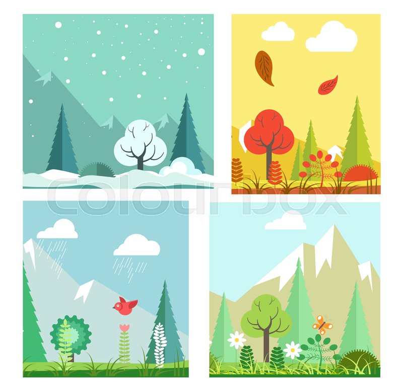 Four seasons nature landscape winter,