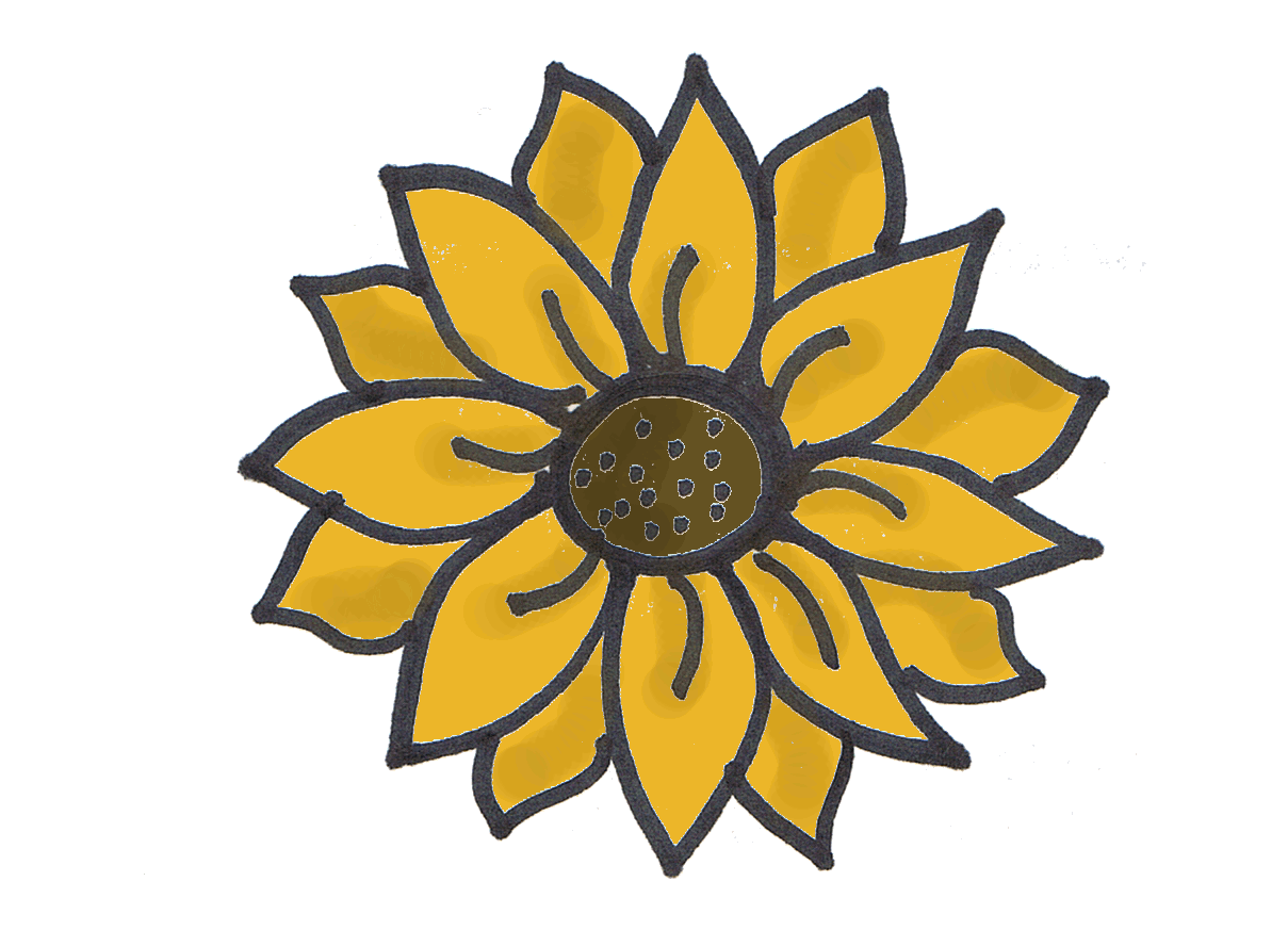 Simple sunflower drawing.