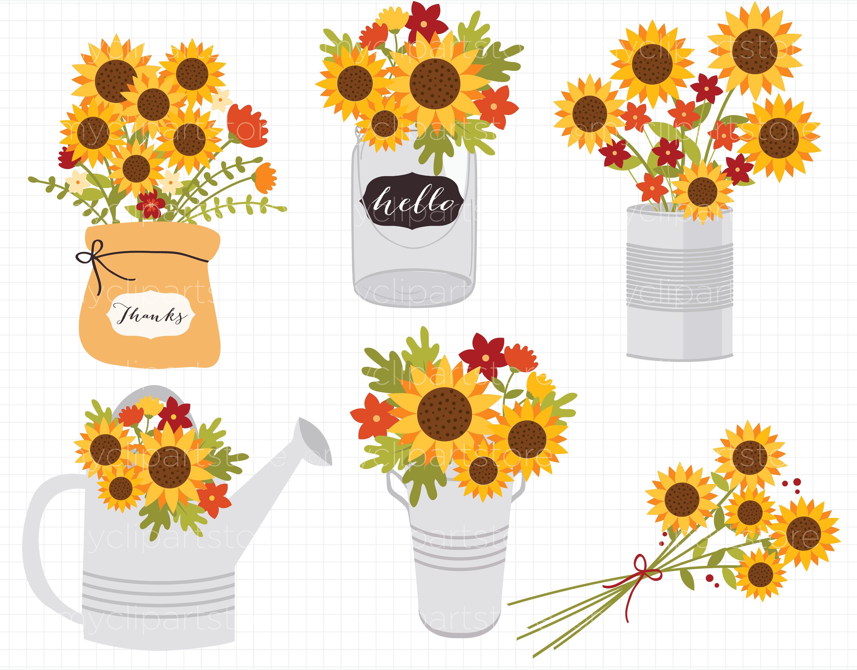 Sunflowers, Fall Flowers Clipart