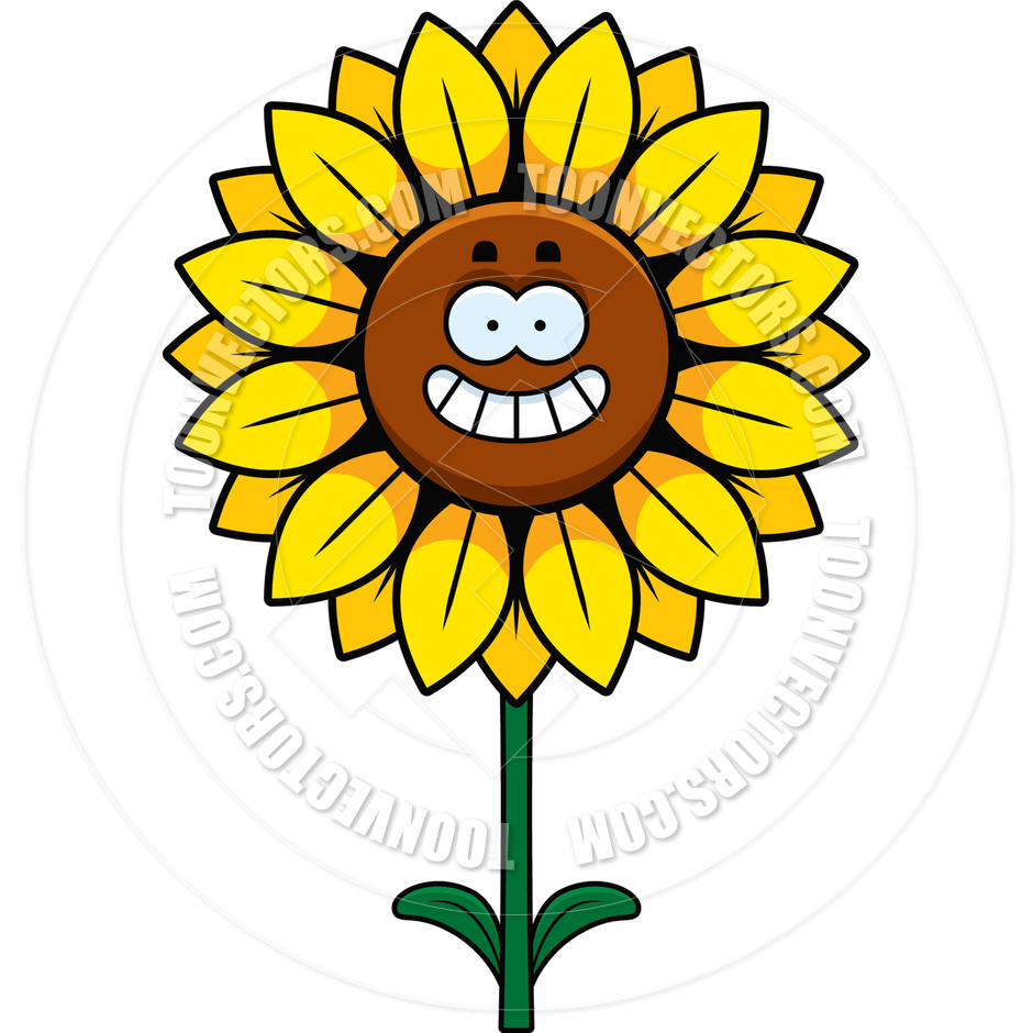 Happy sunflower clipart.