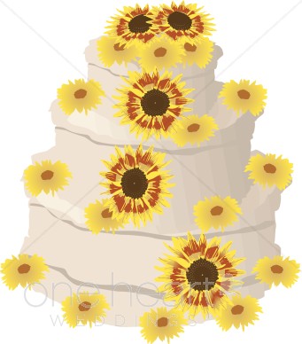 Sunflower Wedding Cake Clipart