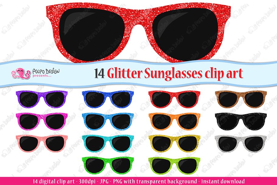 Colorful glitter sunglasses.