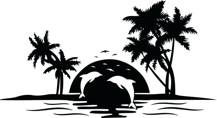Sunset clipart black and white