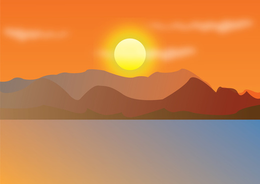Sunset landscape free vector download
