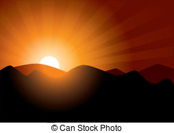 Sunset in the mountains Clipart Vector Graphics