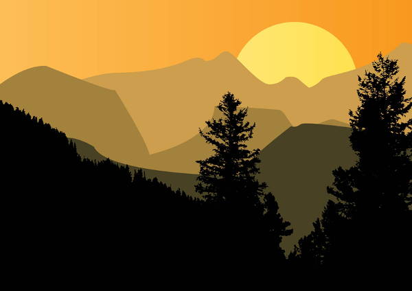 sunset clipart mountain