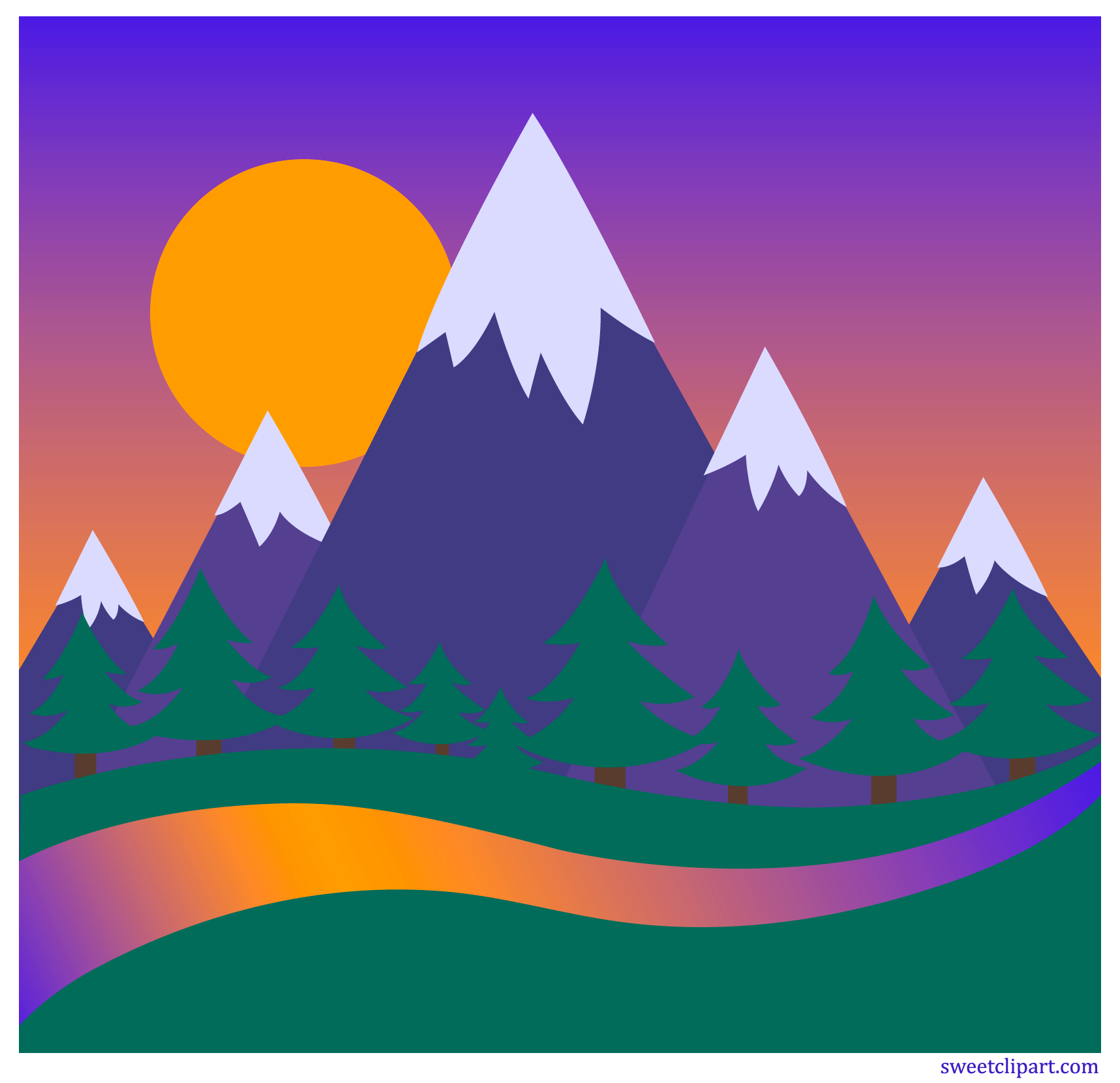 Sunset clipart mountains, Sunset mountains Transparent FREE