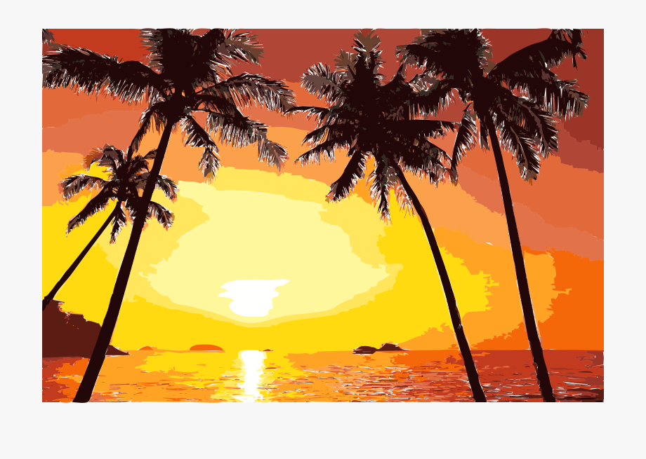 Tropical sunset icons.