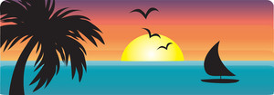 Sunset on water clipart image