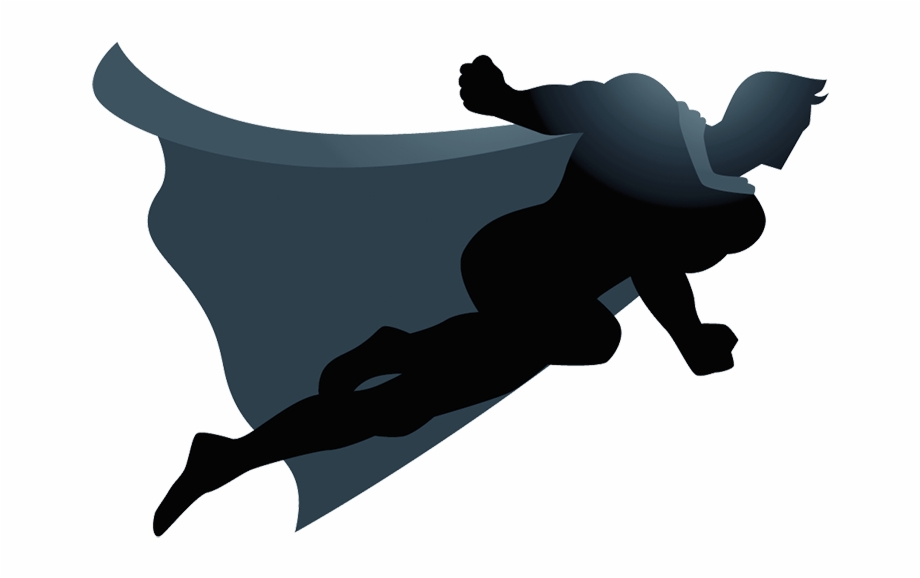 Flying superhero silhouette.