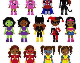 Girls Superhero clip art, Supergirl clipart, African