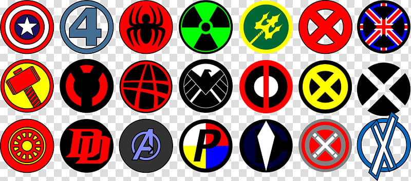 Marvel logos, Marvel super hero logos collage transparent
