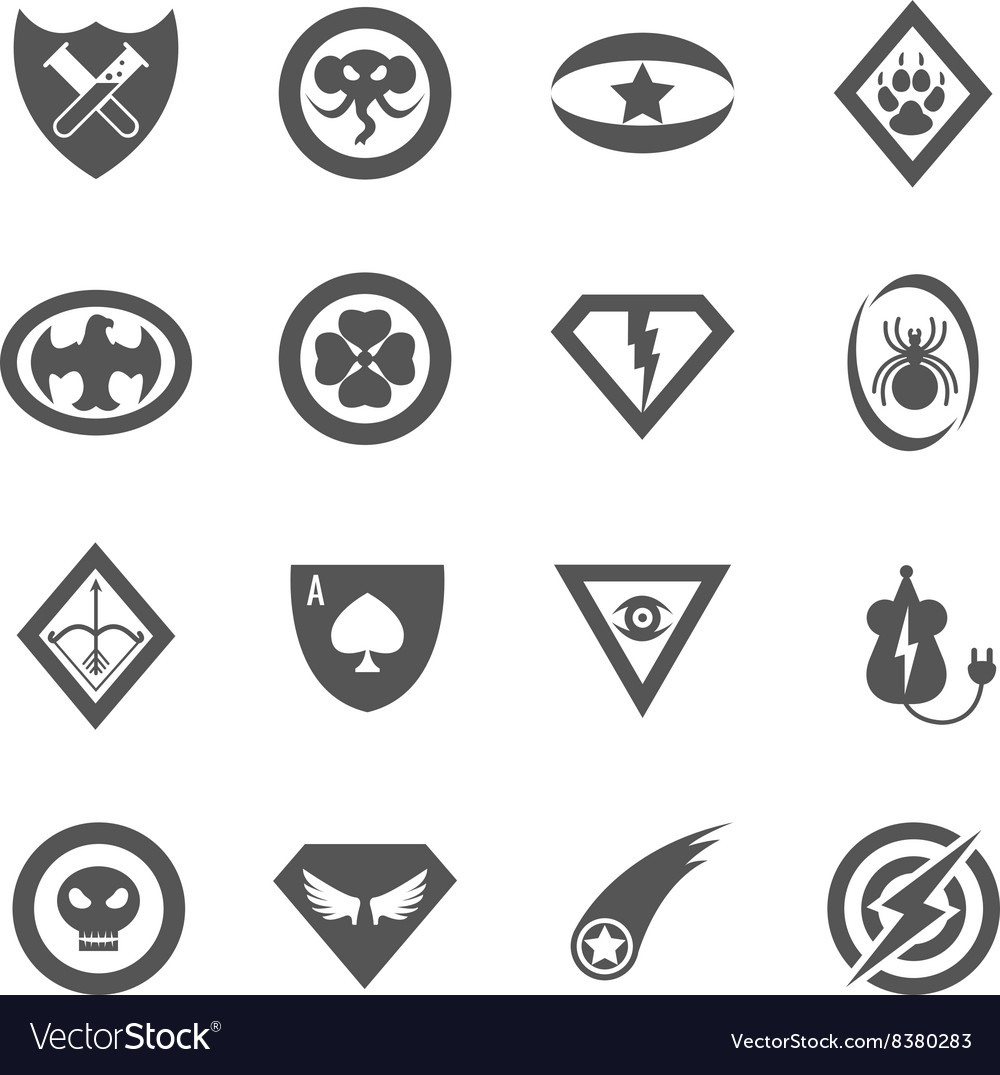 Superhero badges emblems logos icons set