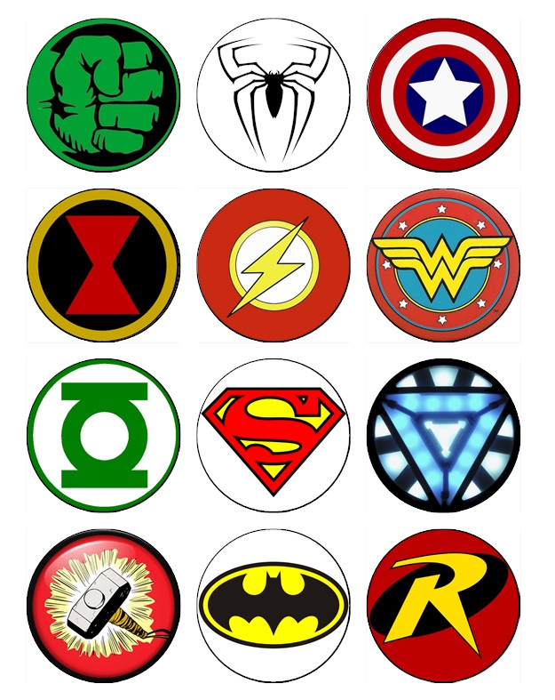 superhero symbols clipart word