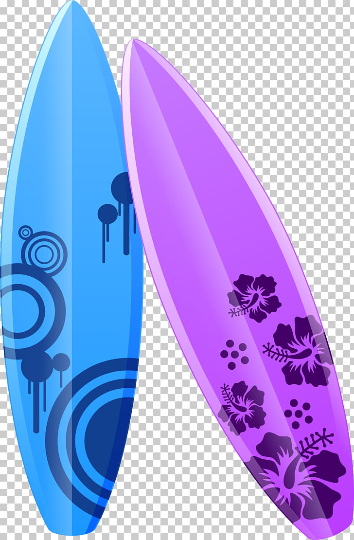 Surfboard Illustration, Purple cartoon surfboard, blue and