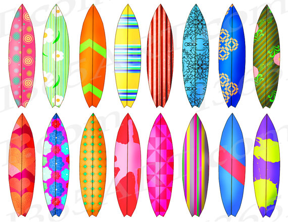 Surfboard Clipart, Surfboard Clip art, Surfs Up, Surfing