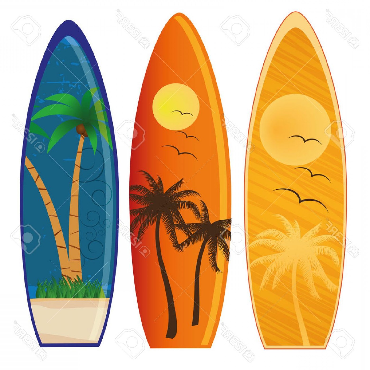 Photothree colored surfboards.