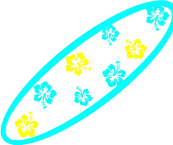 Surfboard Clipart Hibiscus Flower
